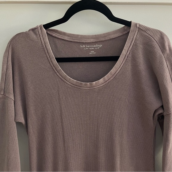 SOFT SURROUNDINGS Waffle Knit Midi Lagenlook Pockets Lavender Dress Small - Picture 2 of 9